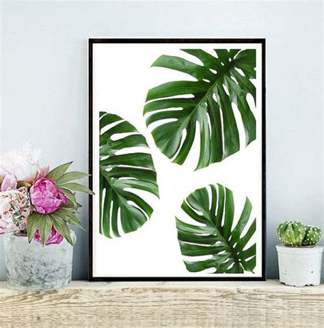 Tropical Leaf Printable Art Monstera Leaves Tropical Leaves Tropical Decor Green Wall Decor