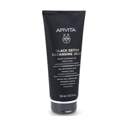 Apivita Black Detox Gel Limpiador De Color Negro Para Rostro Y Ojos