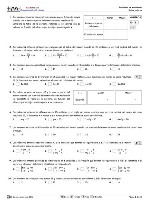 Pdf Problemas De Ecuaciones Datos Pdf Filemasmates Colecciones