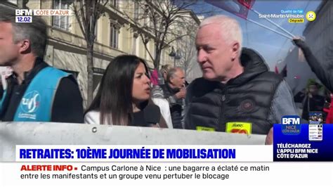 Grève du 28 mars de nombreux manifestants rassemblés à Nice contre la