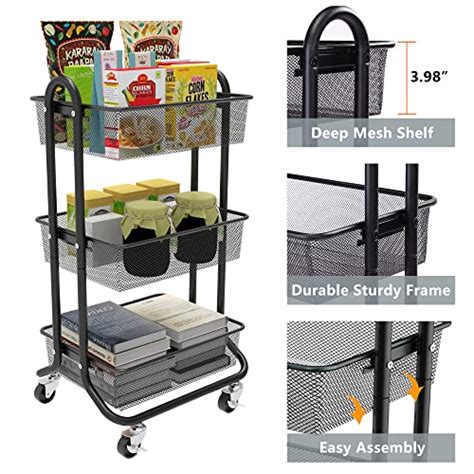 Designa Tier Rolling Utility Cart Storage Shelves Multifunction