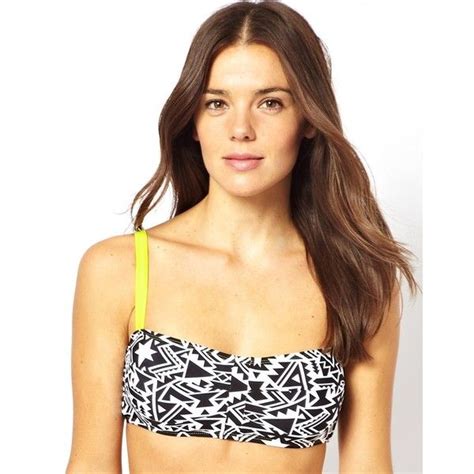 All About Eve Geo Print Long Line Bikini Top Liked On Polyvore