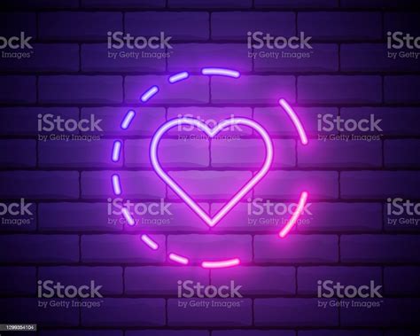 Bright Heart Neon Sign Retro Neon Heart Sign On Purple Background