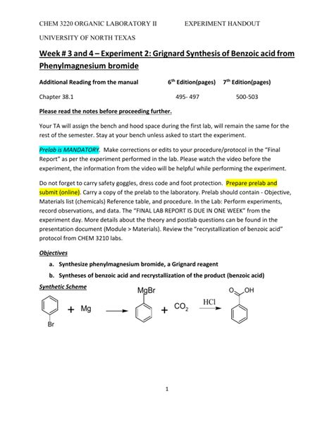 Spring2022 Synthesis Of Benzoic Acid By Grignard Reaction