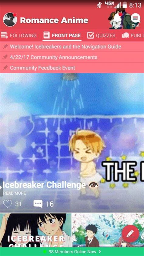 Icebreaker Challenge 👀 Romance Anime Amino