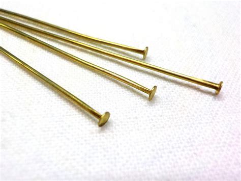 Headpins Raw Brass Flat Head Pins Wire Wrapping Jewelry 21 Etsy