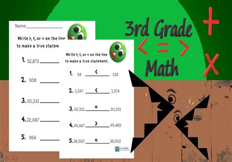 3rd Grade Math Worksheets Multiplication Rounding Off Compare And Order Numbers Greater Or Less