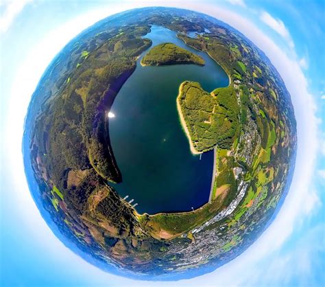 Hansestadt Attendorn Von Oben Fish Eye Perspektive Stausee