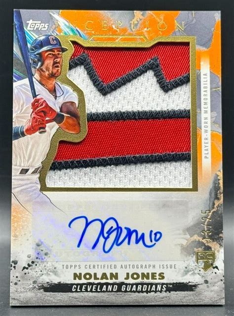 2023 Topps Inception Nolan Jones Orange Jumbo Patch Auto 25 Rookie Rpa