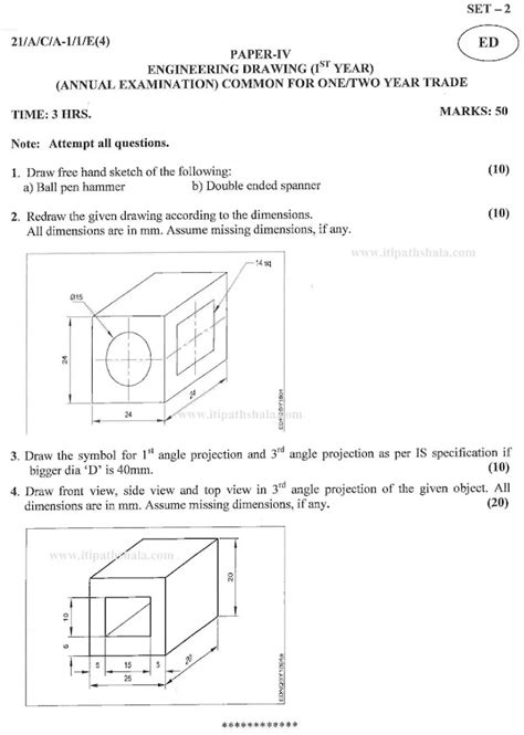 Ncvt Iti Question Paper March Engineering Drawing Annual St