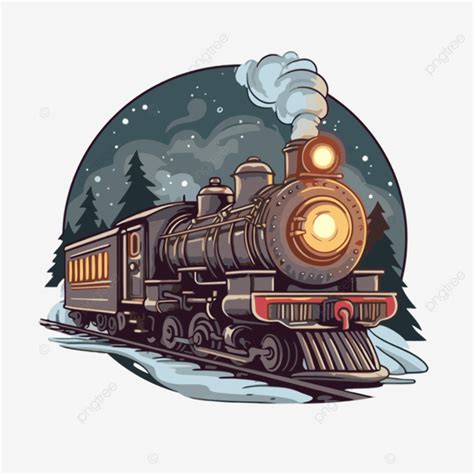 Polar Express Vector Sticker Clipart Christmas Vintage Steam Train On