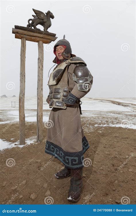 Mongolian Warrior Dressed In Armor Editorial Stock Photo Image Of