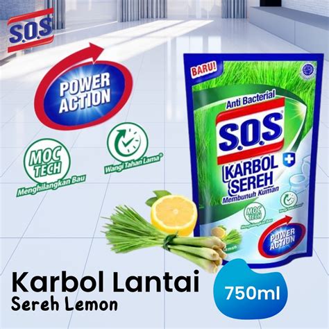 Jual SOS Karbol Pembersih Lantai Sereh Lemon 700ml Refill Karbol Lantai