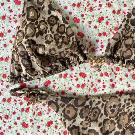 Cheetah Print Bikini Set Triangle Top Bridget Depop