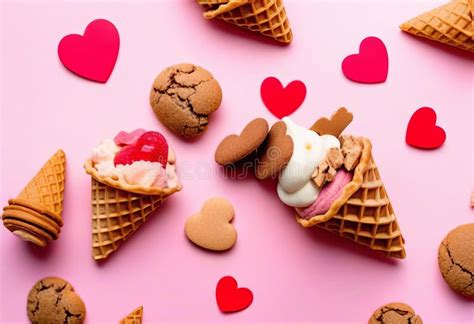 Ice Cream Cone Heart Shape Stock Illustrations 579 Ice Cream Cone