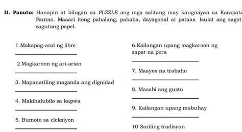 II Panuto Hanapin At Bilugan Sa PUZZLE Ang StudyX