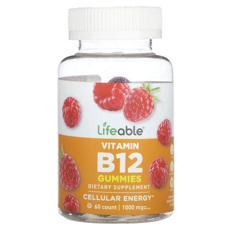 Lifeable Vitamin B12 Gummies Natural Raspberry 1000 Mg 60 Gummies