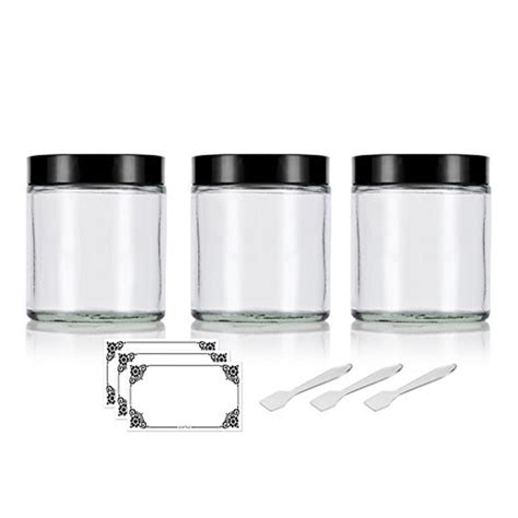 4oz 120ml Clear Thick Glass Straight Sided Jar With Black Smooth Lids High Quality 4 Oz Glass