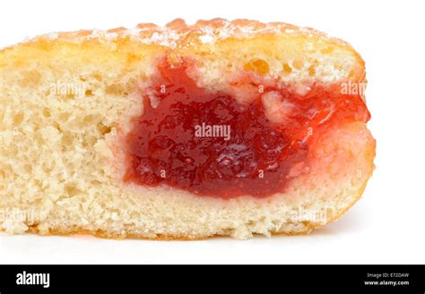 Jammy Full Of Jam Doughnut Cut In Half Hi Res Stock Photography And