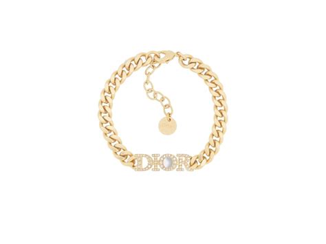 Sasom Accessories Dior Evolution Bracelet In Gold Finish Metal And White Crystals Check The