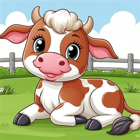 Premium Vector Cute Cattle Vector Cartoon Illustration