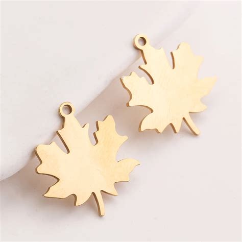 Pcs Maple Leaves Earring Charms Fit Bracelet Diy Stainless Steel