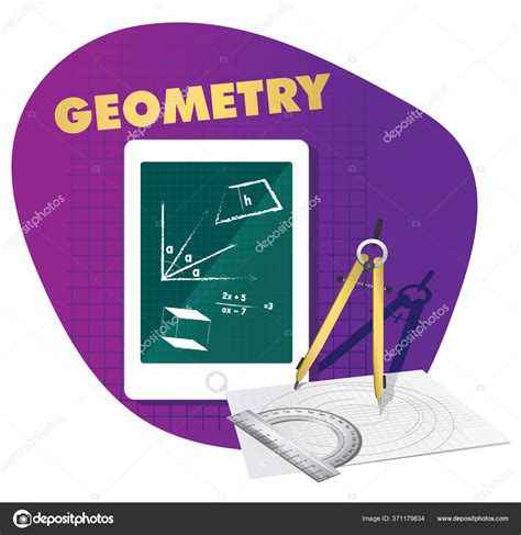 Ilustración Vectorial Herramientas Educación Línea Sobre Geometría