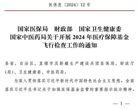 国家医保局等部门关于开展2024年医疗保障基金飞行检查工作的通知广东省医疗保障局