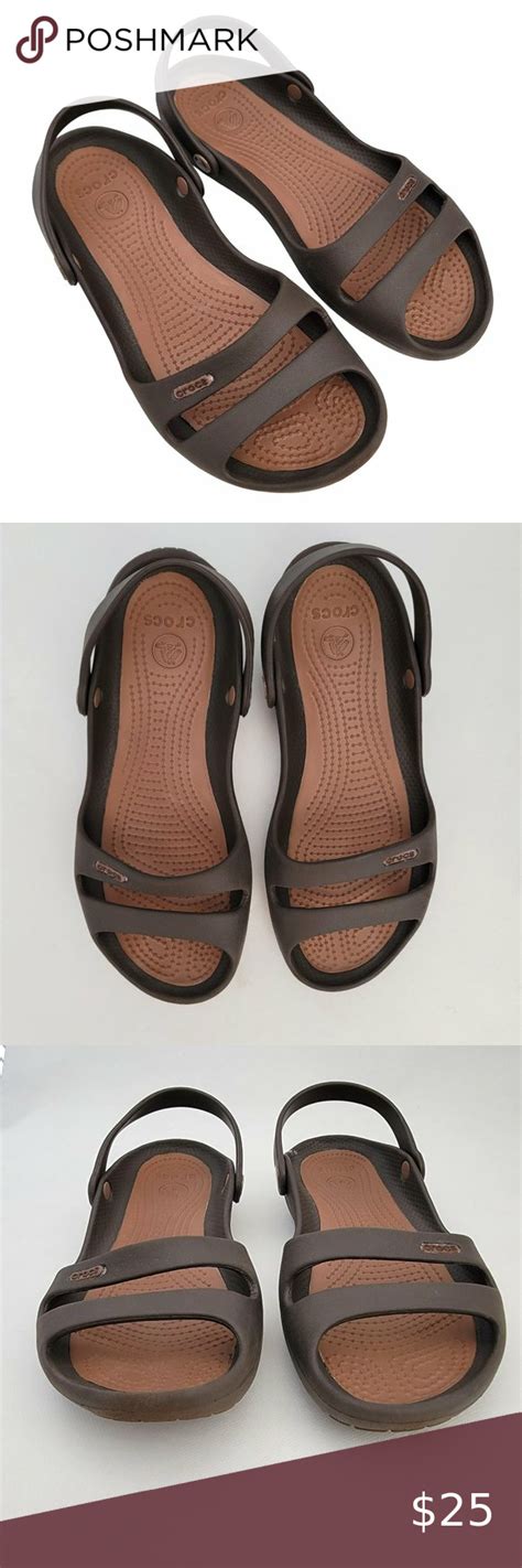 Crocs Womens Cleo Ii Sandal Slip On W 9 Brown Rubber Slingback D Orsay Shoe Slingback Crocs