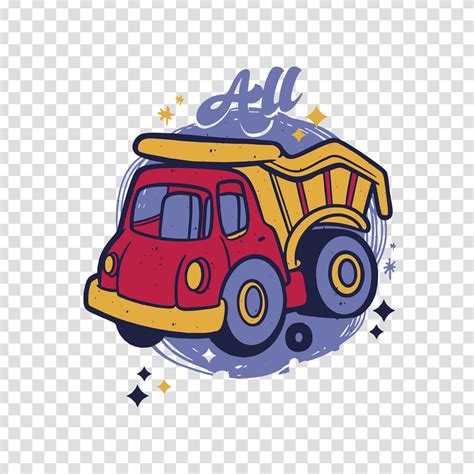 Cartoon version of red dump truck vector illustration for children