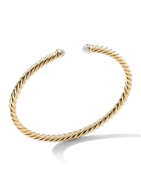 David Yurman Cable Buckle Bracelet With Diamonds And K Gold Mm