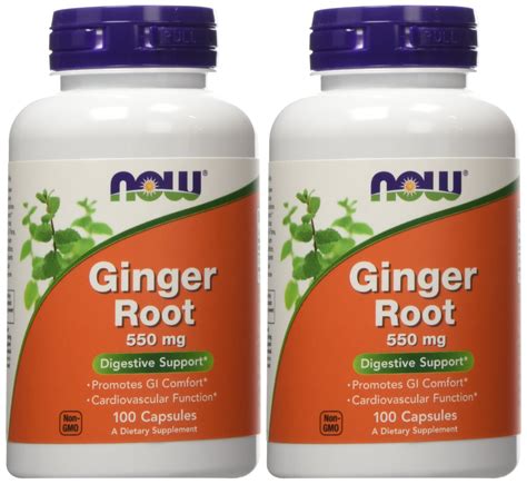 Now Foods Ginger Root 550 Mg 100 Vegan Capsules For Digestive Health