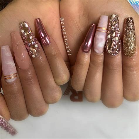 Pretty Rose Gold Nails With Diamonds Nail Designs Daily