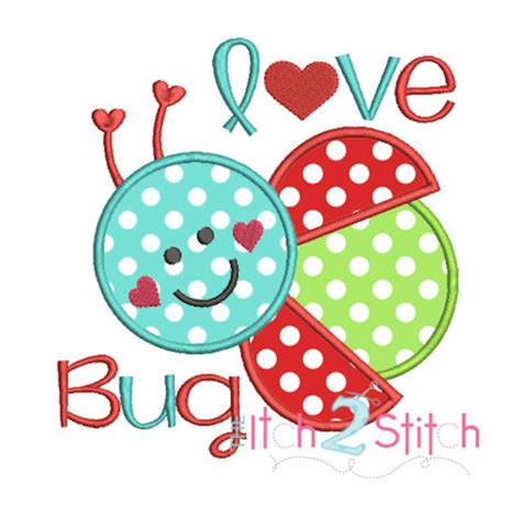 Love Bug Ladybug Applique Design For Machine Embroidery Hoop Etsy