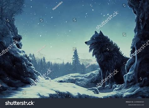 Mythical Legendary Monster Giant Wolf Named Stock Illustration