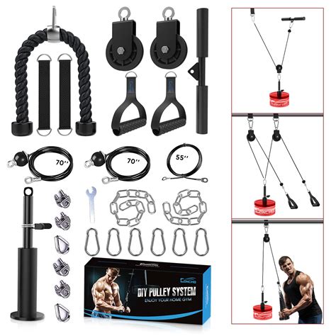 Buy Concho Cable Pulley System Gym Upgraded Weight Pulley System With 3 Detachable Handles Lat