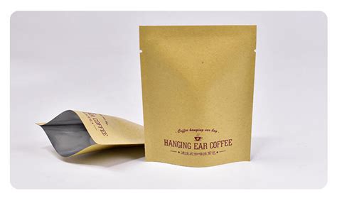 Eco Friendly Brown Kraft Paper Flat Plastic Aluminum Foil Drip Coffee