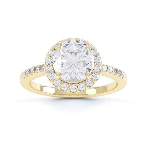 Eternity 1ct Moissanite Halo 18k Yellow Gold Engagement Ring Jian