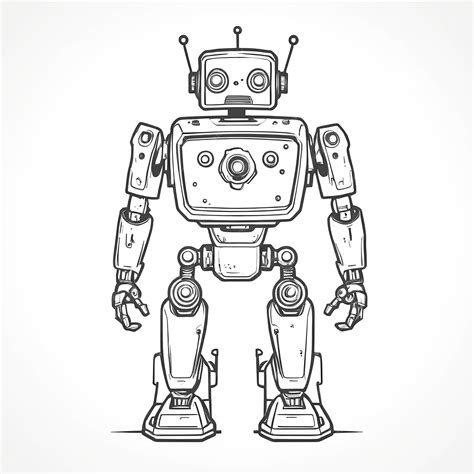 Premium Photo A Robot Outline Illustration On White Background