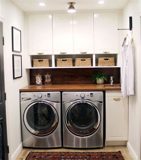 Beautiful Wood Counter Small Utility Sink And Convenient Valet Hook