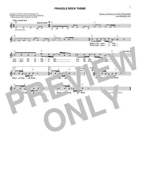 Dennis Beynon Lee 'Fraggle Rock Theme' Sheet Music, Chords & Lyrics ...