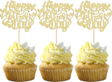 Amazon Gyufise Pcs Happy Mothers Day Cupcake Toppers Gold