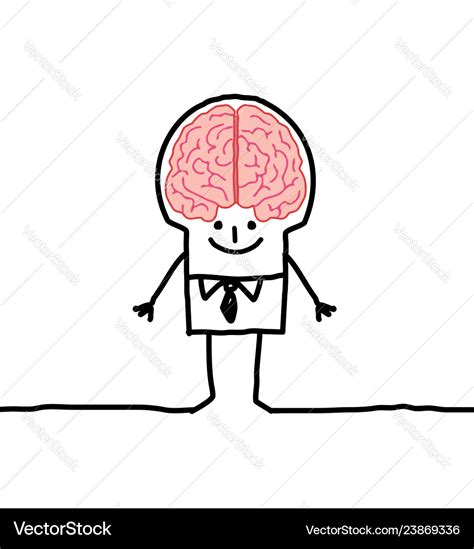 Cartoon man with big brain Royalty Free Vector Image