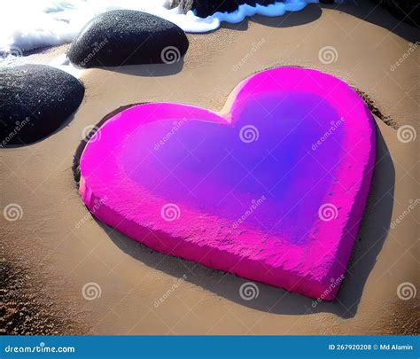 Heart Made Out Of Rocks On A Beach By Ai Generated Stock Photo Image