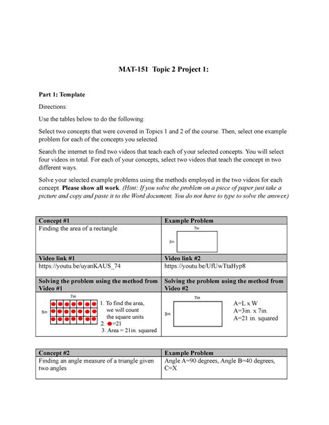 MAT 151 T2 Project 1 Multiple Ways To Teach A Concept Video Links