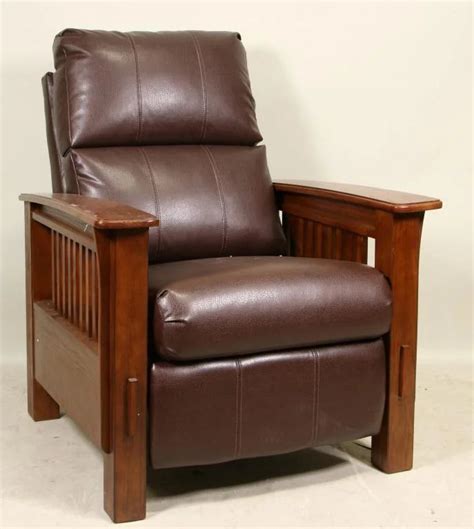 OAK MISSION STYLE LEATHER CHAIR RECLINER - May 09, 2020 | Lewis & Maese ...