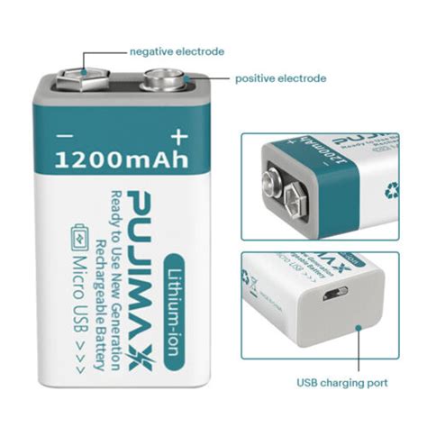 USB Direkt Wiederaufladbare 9V Batterie 1200mAh 9 Volt Batterien EBay