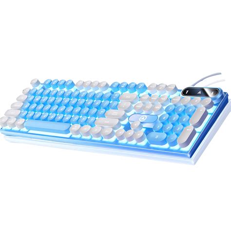 Mechanical Gaming Keyboard Typewriter Style with LED Blue Backlit ...