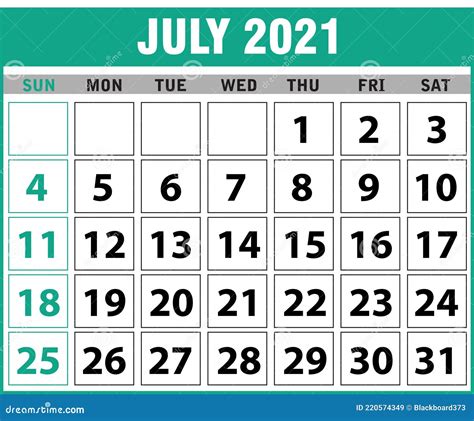 2021 July Calendar Abstract Contemporary Art Vector Desk Screen