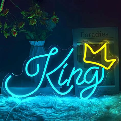 Amazon King Neon Signs For Wall Decor Blue Led Light Signs Golden